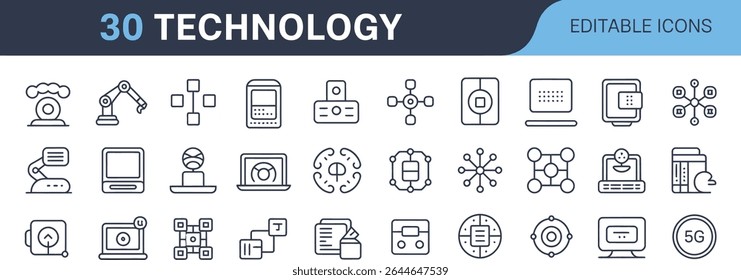 Technology icons isolated on white background