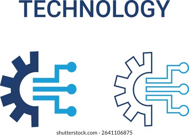 Technology icons, Line art icons design containing cloud computing, IT manager, big data, data analytics, internet, network security, and more. Solid vector icons collection