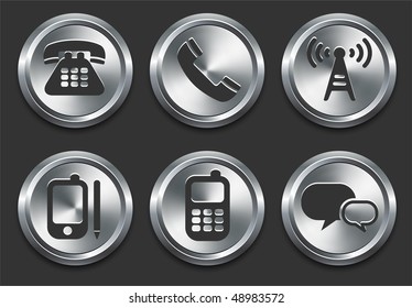 Technologiesymbole auf der Metal-Internet-Schaltfläche Originale Vektorgrafik