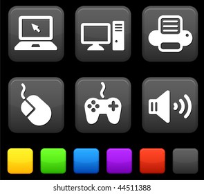 Technology Icons on Square Internet Buttons Original vector Illustration