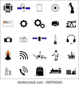 technology icons on white background