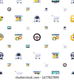 los iconos de la tecnología se realizan sin problemas. Incluye astronauta plana editable, juego de raza, monitoreo SEO, front-end, optimización del sitio web, iconos de examen a distancia. iconos de tecnología para web y móvil.