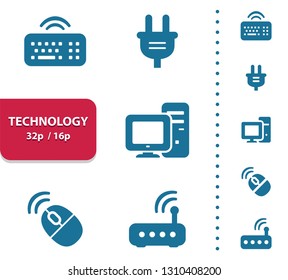 Technology Icons. Professional, pixel perfect icons, EPS 10 format, optimized for 32p and 16p (4x magnification for preview).