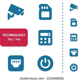 Technology Icons. Professional, pixel perfect icons, EPS 10 format, optimized for 32p and 16p (4x magnification for preview).