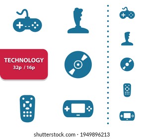 Technology Icons. Professional, pixel perfect icons, EPS 10 format, optimized for 32p and 16p