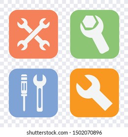 technology icons, repair, tuning, service icons, mechanic key icons button vector isoleted set 