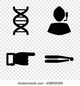 Technology icons set. set of 4 technology filled icons such as hair straightener, pointing, dna