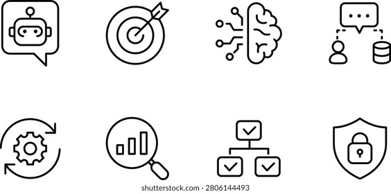 Technology icons set for Agentic AI workflow diagram—AI agent integration, AI factory, system, data, perceive, and more