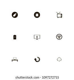 Technology icons set. blocked, electricity, wi-fi and reload
