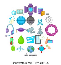 Technology icons set. Cartoon set of 25 technology vector icons for web isolated on white background