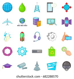 Technology icons set. Cartoon set of 25 technology vector icons for web isolated on white background