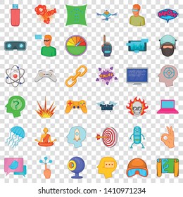 Technology icons set. Cartoon style of 36 technology vector icons for web for any design