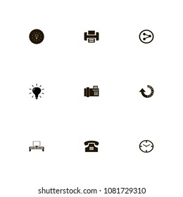 Technology icons set. clock, fax, tv and reload