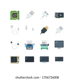 Technology icons set color - vector