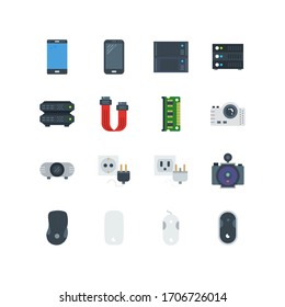 Technology icons set color - vector