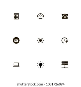 Technology icons set. computer, mobile, network and bulb