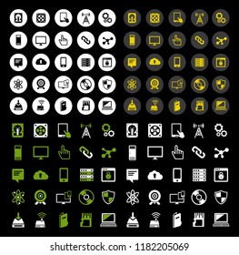 technology icons set Computer, Network devices and connections