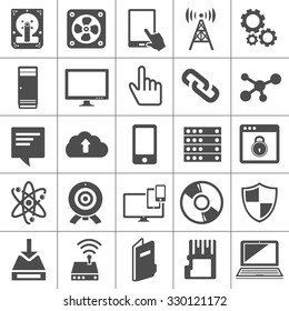 Technology Icons Set Computer, Network Devices And Connections