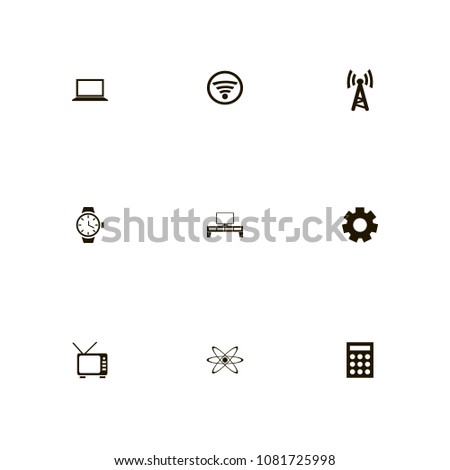 Technology icons set. computer, tv set and table, device and calculator