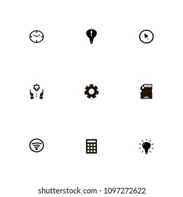 Technology icons set. cursor, bulb, internet and wi-fi