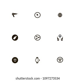 Technology icons set. cursor, cpu, chip and gear