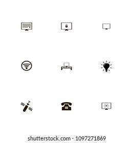 Technology icons set. cursor, light, wi-fi and bulb