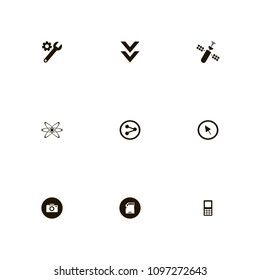 Technology icons set. download, network, global and wrench