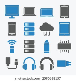 Technology Icons Set. Editable vector icon. Perfect for web and app interfaces, presentations, info graphics, etc. 
