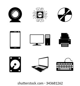 Technology Icons Set. Flat design style eps 10