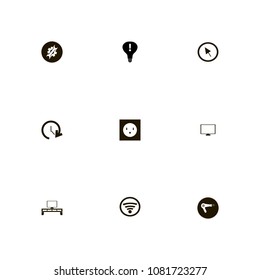 Technology icons set. gear, cursor, wrench and bulb