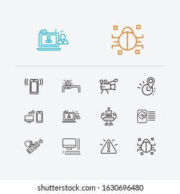 Technology Icons Set. Hdd And Technology Icons With Computer, Real Time Location And Video Camera. Set Of Talk For Web App Logo UI Design.