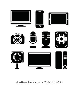 Technology icons set and illustration