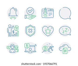 Technology icons set. Included icon as Clock bell, Sleep, People talking signs. Vector