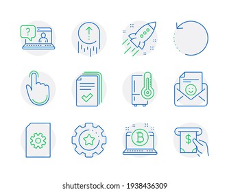 Technology icons set. Included icon as Recovery data, Handout, Faq signs. Vector