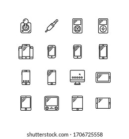 Technology icons set line - vector