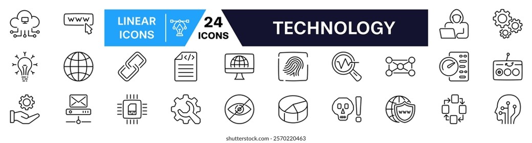 Technology Icons set. Technology linear symbol.