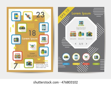 Technology icons set with long shadow,eps10