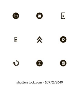 Technology icons set. mobile, gb, gear and blocked