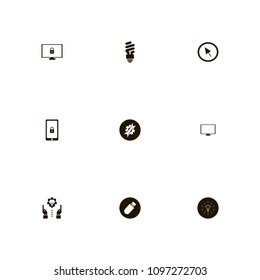 Technology icons set. mobile, memory, monitor and cursor