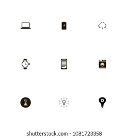Technology icons set. mobile, washer, internet and download
