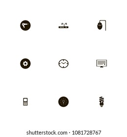 Technology icons set. mobile, wi-fi, clock and pc