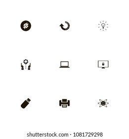 Technology icons set. mobile, wrench, memory and fax