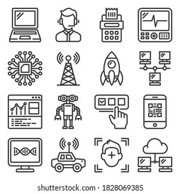 Iconos tecnológicos sobre fondo blanco. Vector