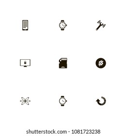 Technology icons set. reload, gear, computer and memory