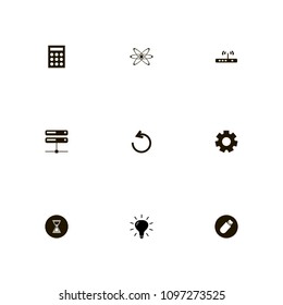 Technology icons set. router, light, memory and wi-fi
