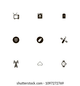 Technology icons set. satellite, watch, electricity and battery