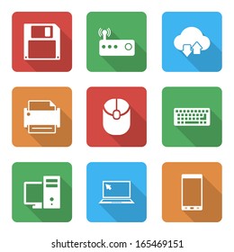 Technology Icons Set with with shadow