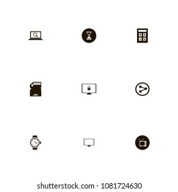 Technology icons set. share sign, laptop, blocked and memory