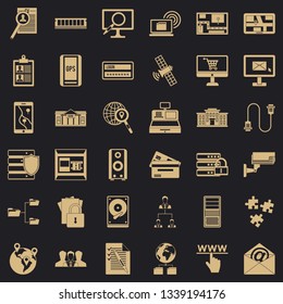 Technology icons set. Simple style of 36 technology vector icons for web for any design