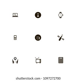 Technology icons set. space, search, calculator and hourglass